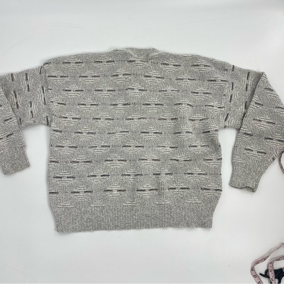 Vintage Northwest Territory Chunky Neutral Grey Henley Cotton Grandpa Sweater XL - Picture 3 of 10